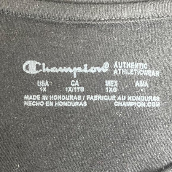 Champion Write Out Tshirt Womens Size 1X Black Vneck Logo Short Sleeves New - Picture 6 of 10